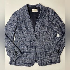 Suistudio Windowpane Navy Tweed Blazer